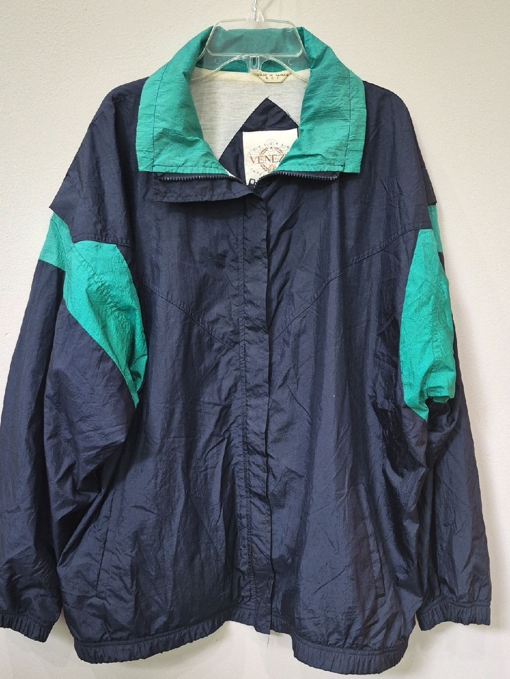 80s 90s Venezia Jacket Womens 3X Two Tone Windbreaker Opalite Vintage Hip